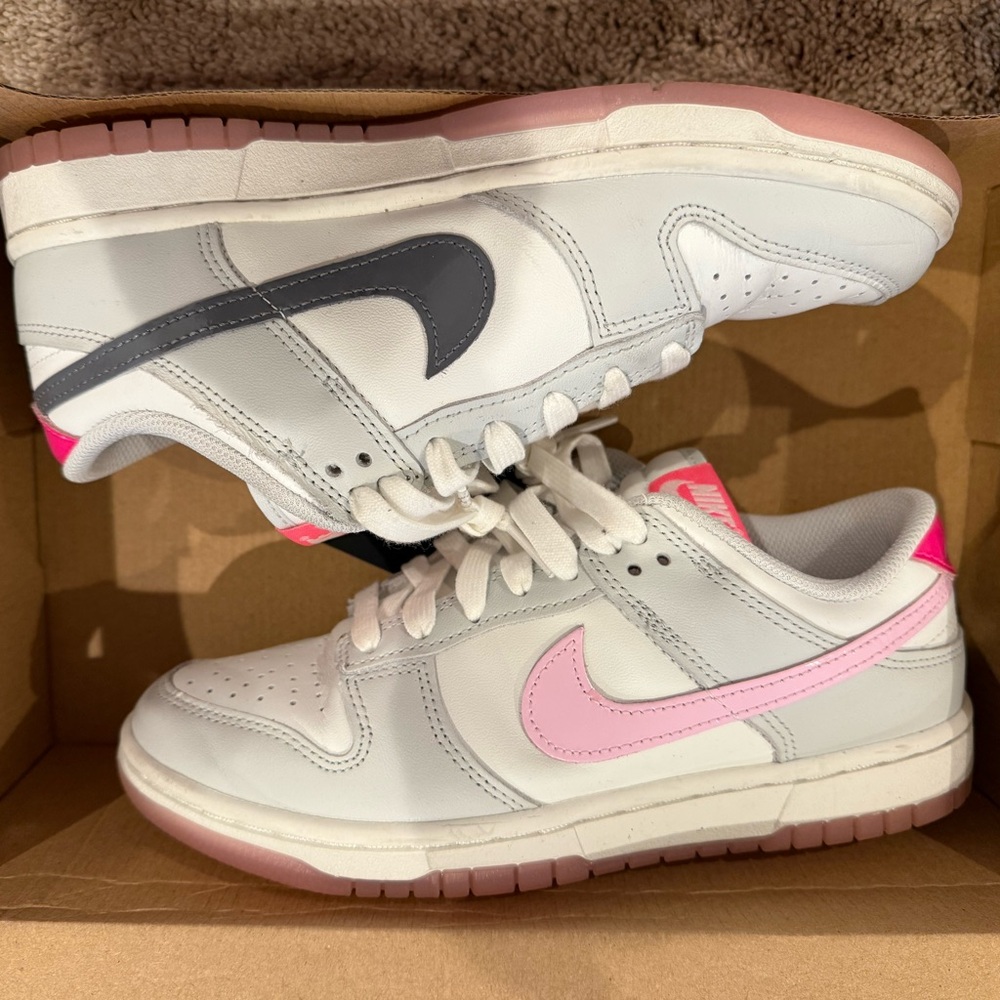 Nike White Sneakers with Pink and Gray Accents